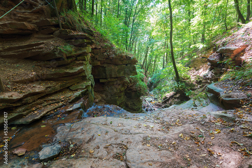 Margaretenschlucht eine Schlucht im Wald gelegen ohne Wasser mit Felsen und Felswänden