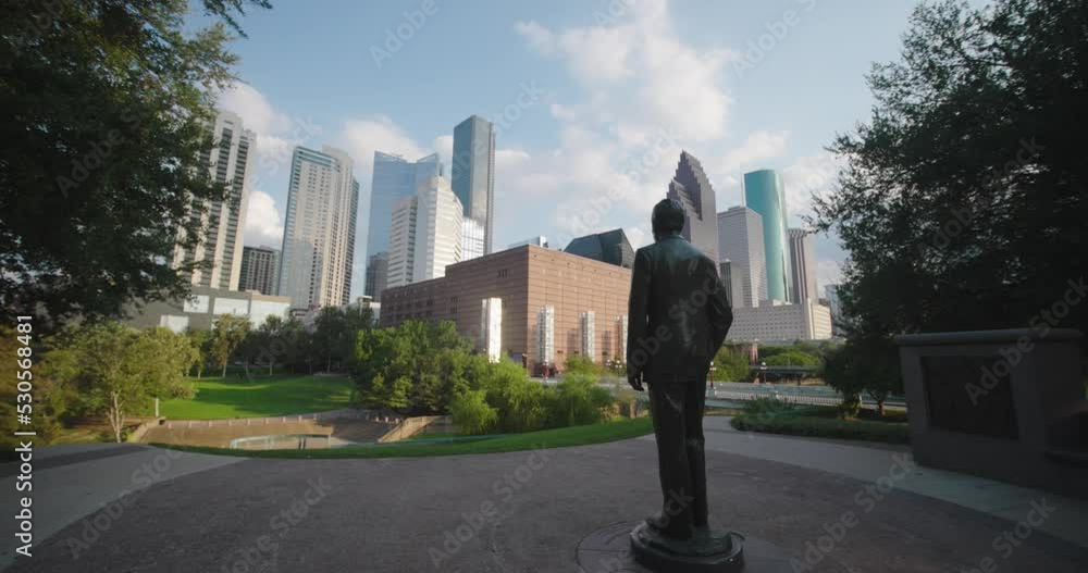 Establishing shot of Bush monument in in downtown Houston Establishing shot of Bush monument in in downtown Houston