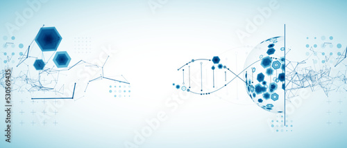 Abstract futuristic background for design works..Science template, wallpaper or banner with a DNA molecules.