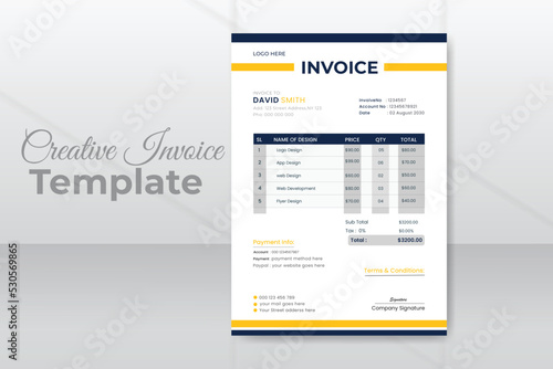 Modern invoice business design template for your company