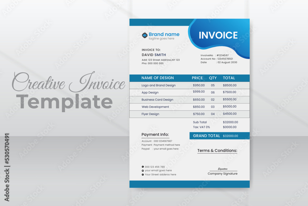 Modern invoice business design template for your company Modern invoice business design template for your company