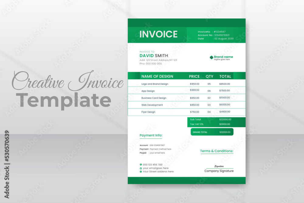 Modern invoice business design template for your company