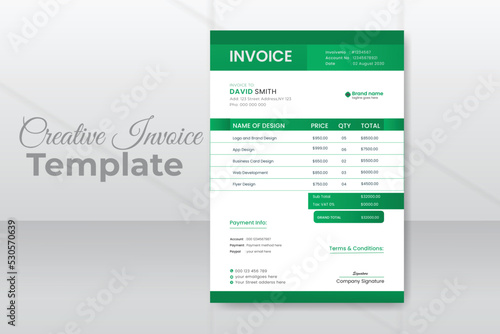 Modern invoice business design template for your company