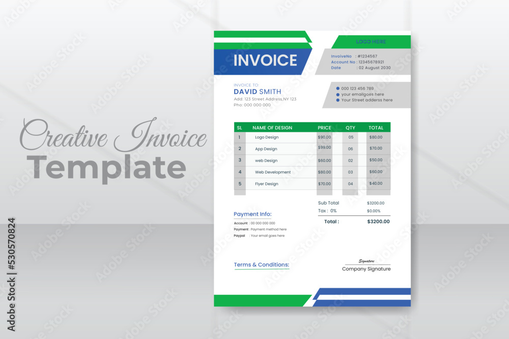 Modern invoice business design template for your company