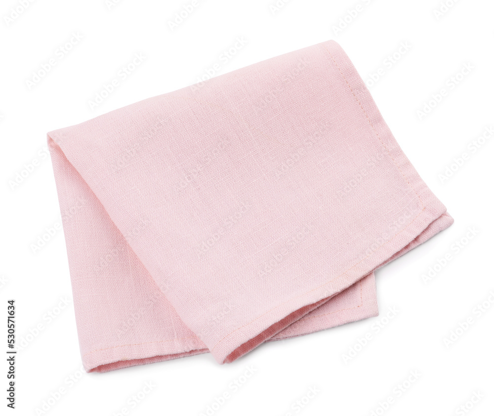 Fabric napkin for table setting on white background, top view Fabric napkin for table setting on white background, top view