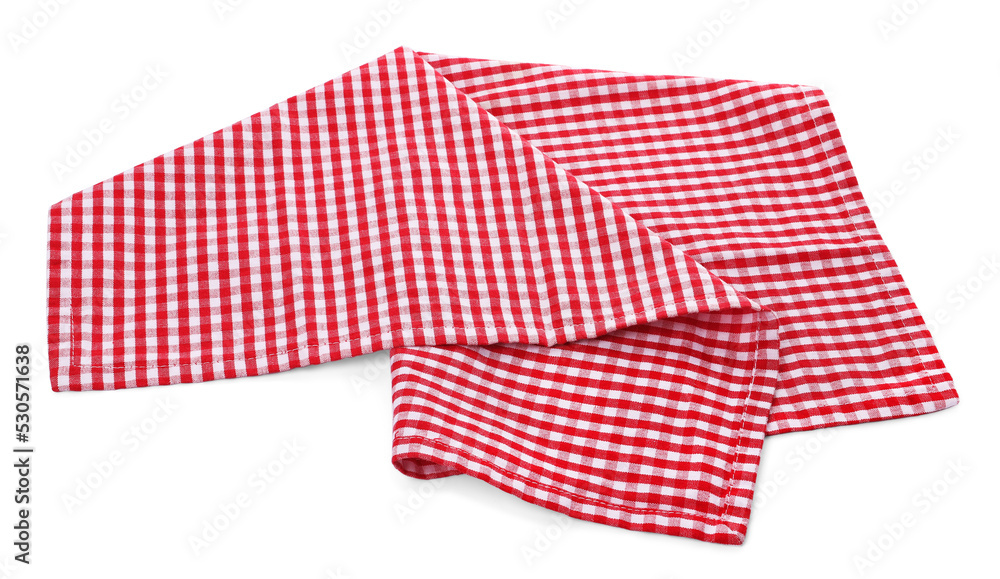 One red plaid napkin isolated on white One red plaid napkin isolated on white