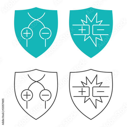 Reverse polarity, Short-circuit protection icons