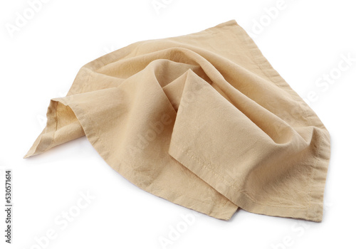 Beige cloth kitchen napkin isolated on white
