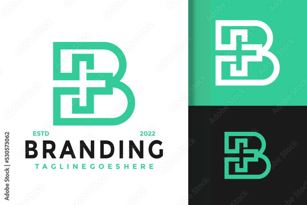 Obraz premium Letter B Medical Cross Logo Design, brand identity logos vector, modern logo, Logo Designs Vector Illustration Template