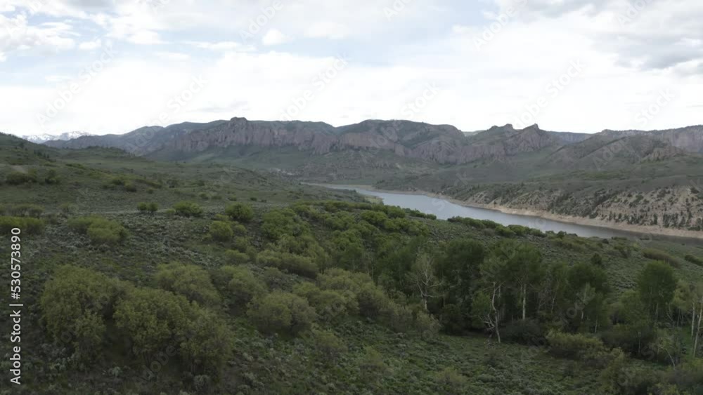 Approaching the Gunnison River in western Colorado USA, Aerial flyover shot Approaching the Gunnison River in western Colorado USA, Aerial flyover shot
