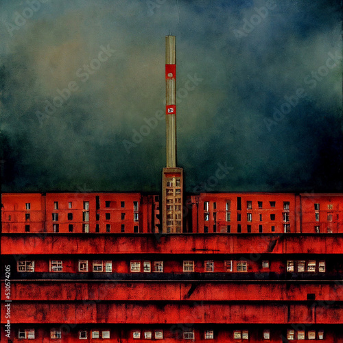 Billede på lærred Old soviet style building illustration