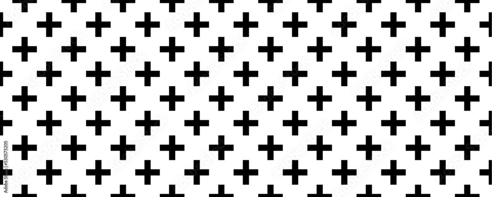 black white plus seamless pattern vector - obrazy, fototapety, plakaty 