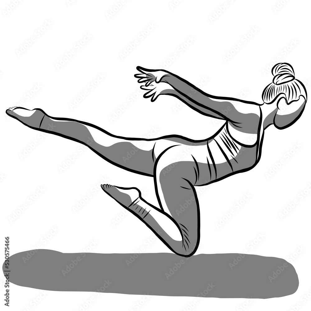 Yoga workout concept,Healthy lifestyle.Line drawing,Woman exercise in yoga posture Yoga workout concept,Healthy lifestyle.Line drawing,Woman exercise in yoga posture
