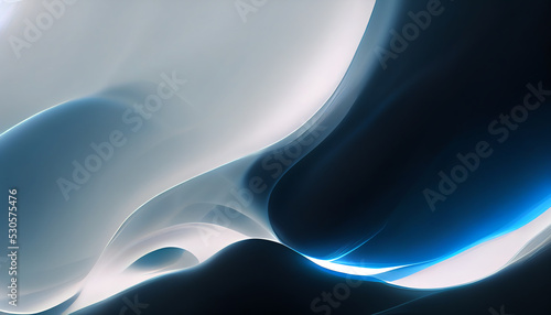 Abstract blue and white waves background. Subtle gradinets, flow liquid lines. Cinema 4d. Design element.  photo