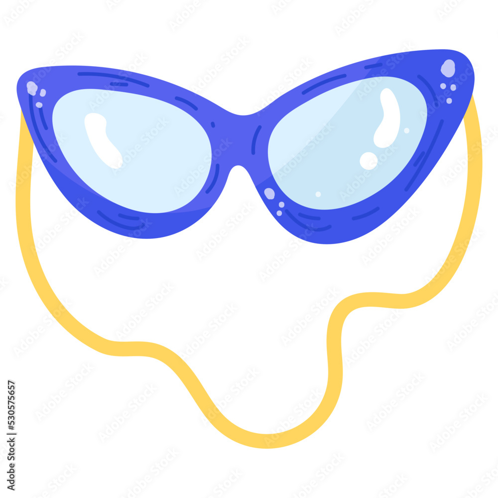 Modern flat sticker icon of swim glasses Modern flat sticker icon of swim glasses