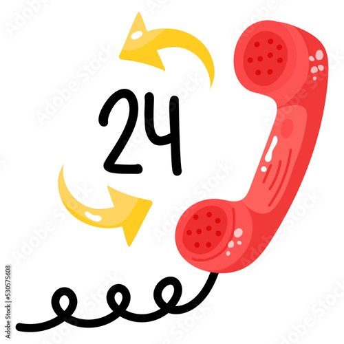 A hand drawn flat sticker of helpline 