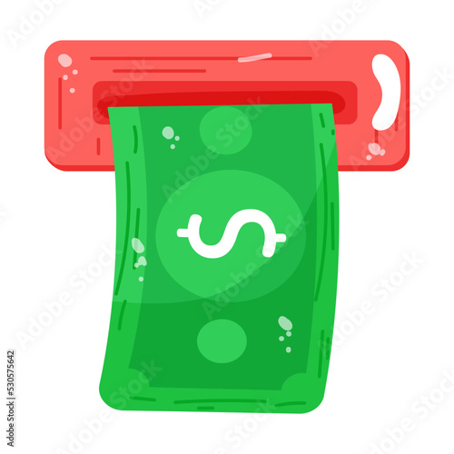 Ready to use flat sticker of cash withdrawal