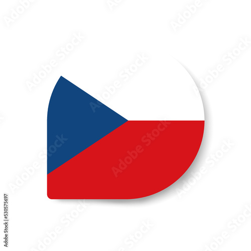 Czech Repuplic drop flag icon with shadow on white background. photo