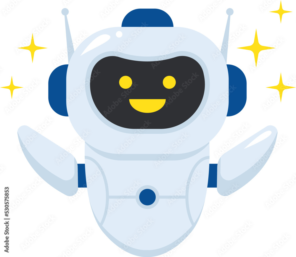 Happy chatbot Character. Support Automated Service. Vector illustration Happy chatbot Character. Support Automated Service. Vector illustration