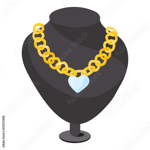 A well-designed flat sticker icon of gold necklace 