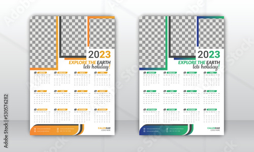 2023 Modern wall calendar design template.