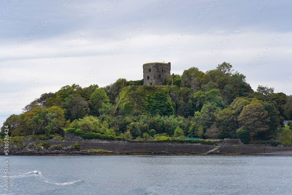 Dunollie Castle ruin at Oban bay in Scotland