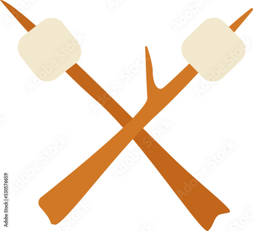 Marshmallows on a sticks icon. Vector illustration