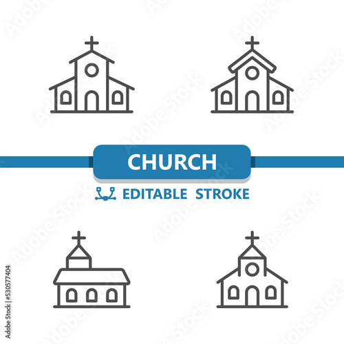 Church Icons. Monastery, Chapel, Building, Religion Icon