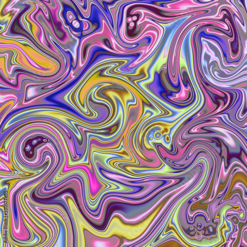 Holographic colors marble texture. Abstract liquid paint background. Trendy surface, luxurious material design, digital illustration.