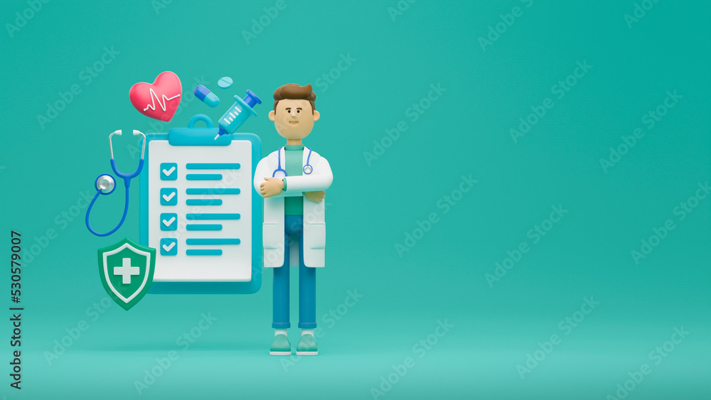 Healthcare medical doctor stethoscope heartbeat clipboard health checkup insurance report