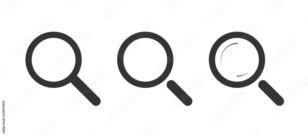 Loupe symbol. Magnifying glass icon. Magnifier on cut out background. Search sign. Vector illustration. Loupe symbol. Magnifying glass icon. Magnifier on cut out background. Search sign. Vector illustration.