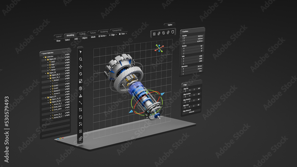 Engineering designer design 3D CAD software program Industrial engine