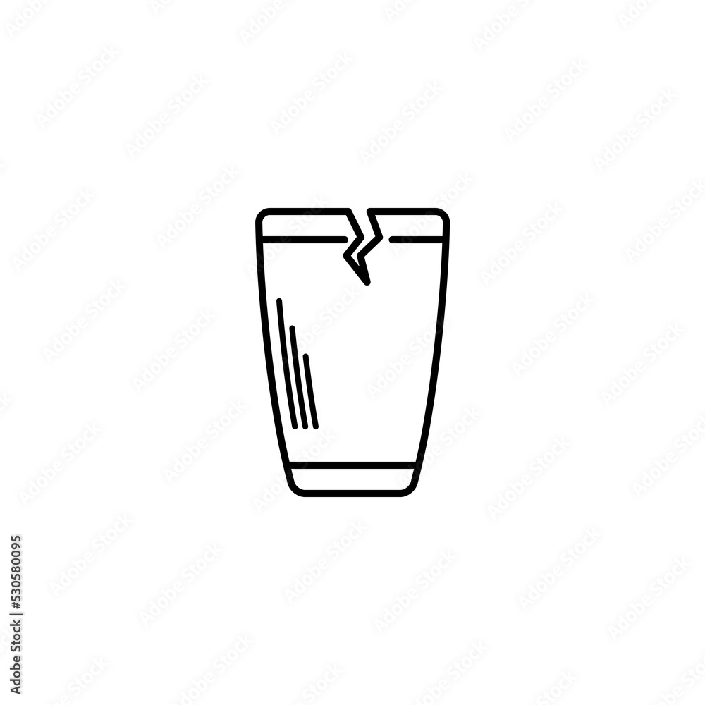 cracked tumbler or glassware icon on white background. simple, line, silhouette and clean style. black and white. suitable for symbol, sign, icon or logo cracked tumbler or glassware icon on white background. simple, line, silhouette and clean style. black and white. suitable for symbol, sign, icon or logo