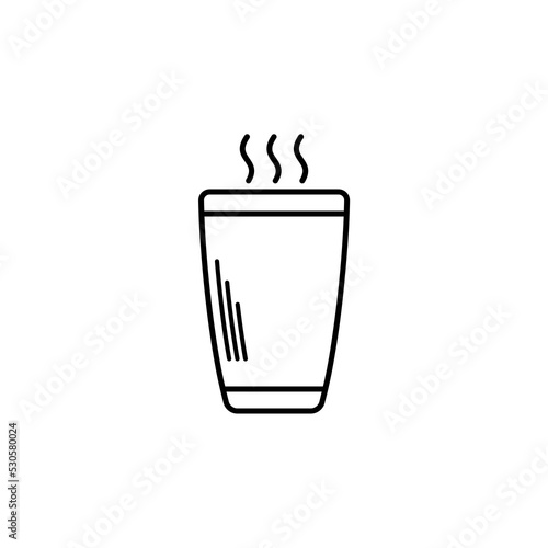tumbler or glassware icon with hot water on white background. simple, line, silhouette and clean style. black and white. suitable for symbol, sign, icon or logo