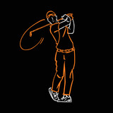 Golfer silhouette in different pose and action