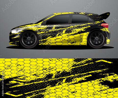 Rally car decal graphic wrap vector, abstract background