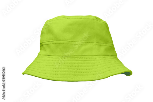 green bucket hat isolated on white