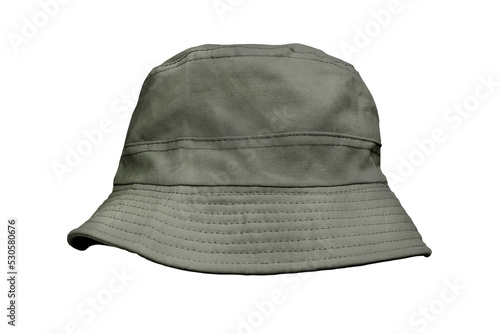 green bucket hat isolated on white