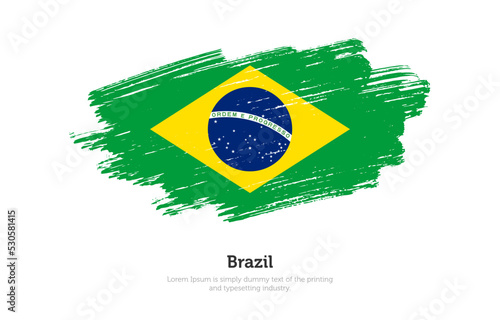 Modern brushed patriotic flag of Brazil country with plain solid background