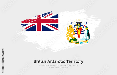 Modern brushed patriotic flag of British Antarctic Territory country with plain solid background