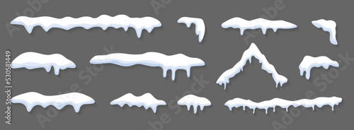 Snow caps, snowballs and snowdrifts set template