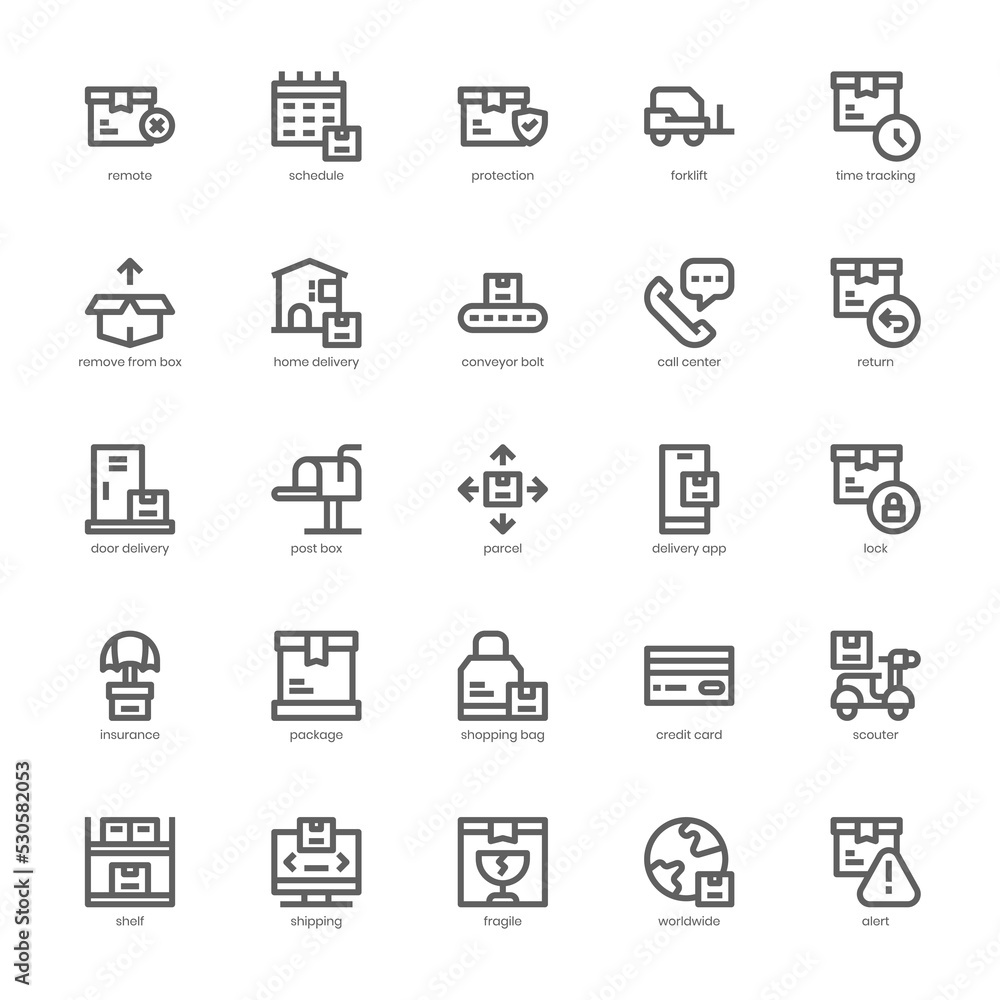 Logistic Delivery icon pack for your website, mobile, presentation, and logo design. Logistic Delivery icon outline design. Vector graphics illustration and editable stroke. Logistic Delivery icon pack for your website, mobile, presentation, and logo design. Logistic Delivery icon outline design. Vector graphics illustration and editable stroke.