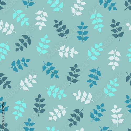 Elegant trendy seamless vector floral ditsy pattern design of exotic branches of leaves. Trendy foliage repeating texture for printing and textile