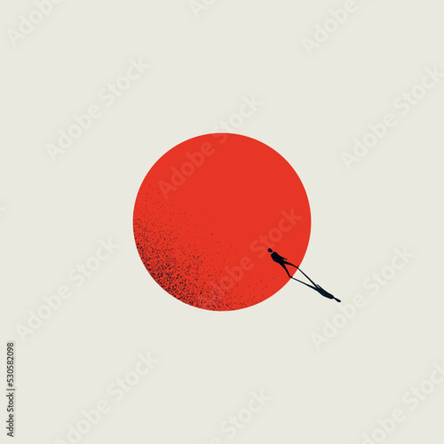 Business or economy stagnation, walking in circle, vector concept. Minimal design illustration.