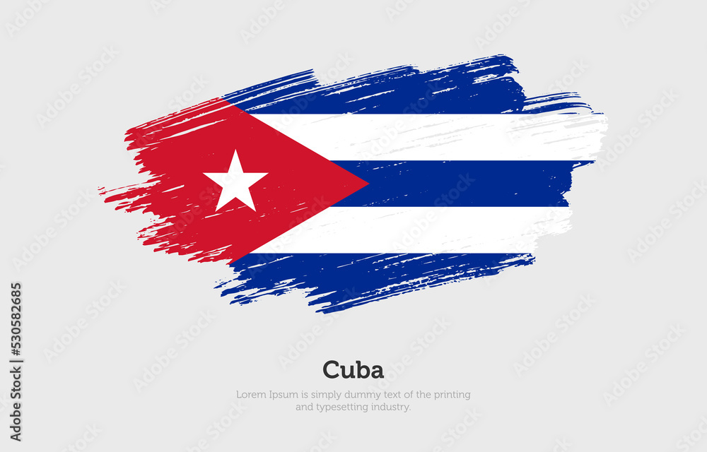 Modern brushed patriotic flag of Cuba country with plain solid background