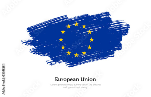 Modern brushed patriotic flag of European Union country with plain solid background