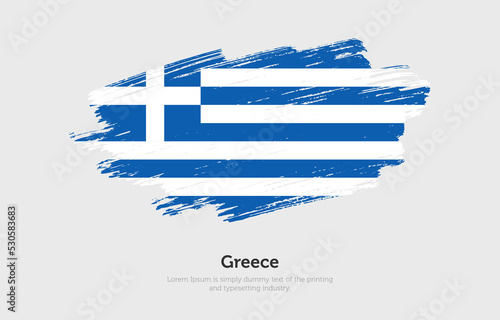 Modern brushed patriotic flag of Greece country with plain solid background