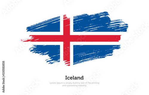 Modern brushed patriotic flag of Iceland country with plain solid background