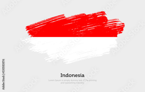 Modern brushed patriotic flag of Indonesia country with plain solid background