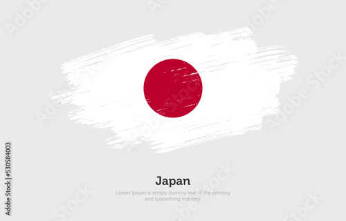 Modern brushed patriotic flag of Japan country with plain solid background